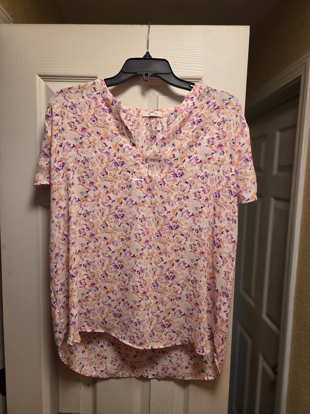 3 for $10, Pleione Pastel Pink Multicolor Floral Short Sleeve Top